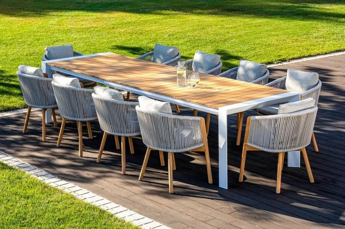 Обеденный комплект МУРО + ХЭВEН ТИК 10 (MURO + HAVEN TEAK 10) Белый