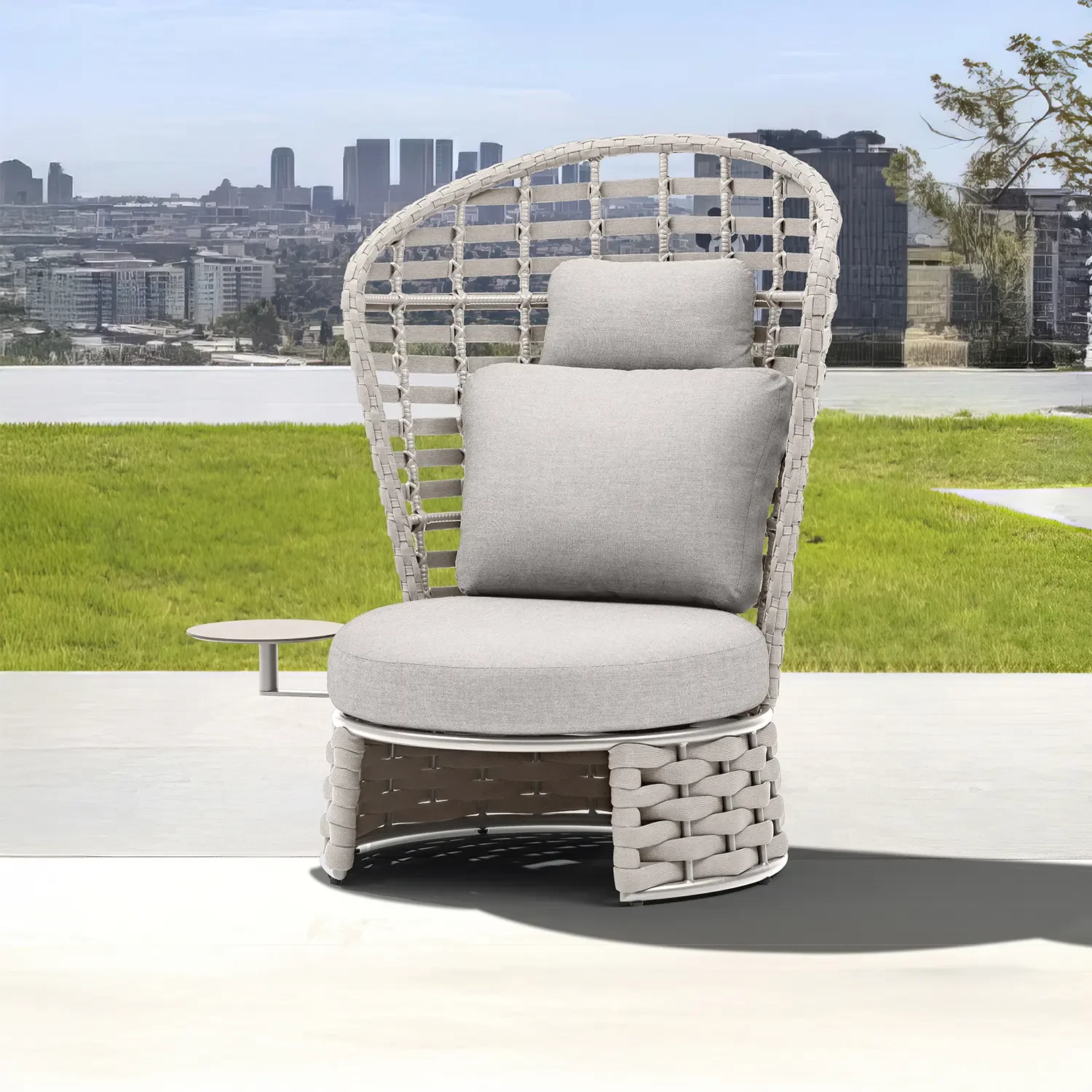 Кресло для отдыха со столиком NOBLE Серо-бежевый