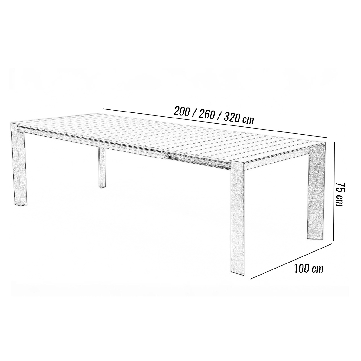 Раздвижной стол MURO 200-260-320 Антрацит