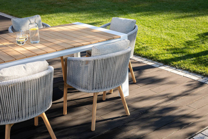 Обеденный комплект МУРО + ХЭВEН ТИК 10 (MURO + HAVEN TEAK 10) Белый
