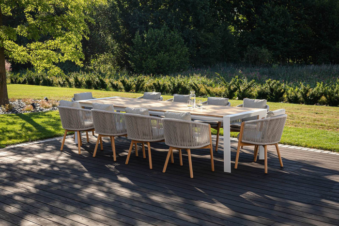 Обеденный комплект МУРО + ХЭВEН ТИК 10 (MURO + HAVEN TEAK 10) Белый