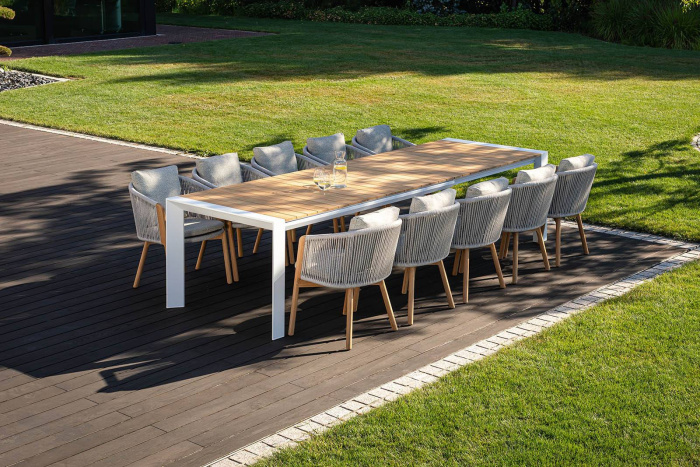 Обеденный комплект МУРО + ХЭВEН ТИК 10 (MURO + HAVEN TEAK 10) Белый